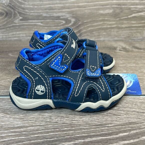 NWT Timberland Adventure Seeker II Navy Blue Toddler Boy Sz 4 Hook & Loop Sandal - Picture 1 of 12